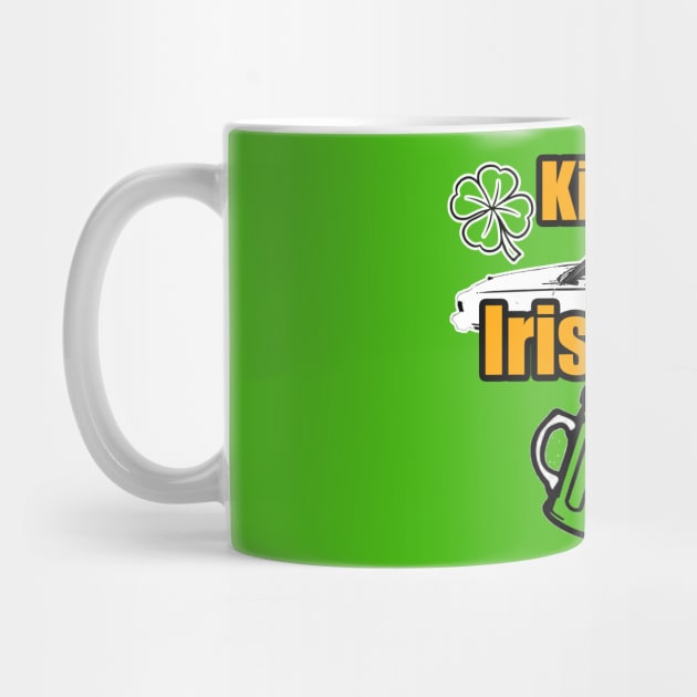 KIss Me Im Irish Ish Caprice Coupe Lucky Clover Beer Mugs by Black Ice Design